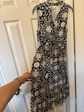 croft & barrow Black and White Sleeveless Midi Dress